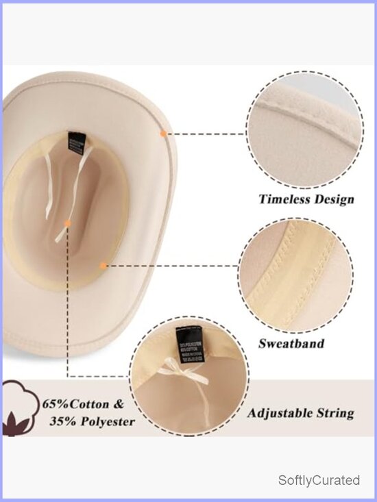 Western Cowboy Hat with Rhinestone Hatband Wide Brim Unisex Fedora main image 7